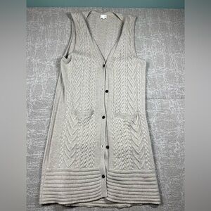 TSE 100% Cashmere Sleeveless Button Down Cardigan Duster Knit Womens Size Large